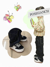 將圖片載入圖庫檢視器 POSE GANCH Mummum C.V Kids 兒童版黑色厚底麵包帆布鞋