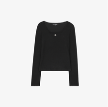 將圖片載入圖庫檢視器 CITYBREEZE 羅紋蕾絲方領長袖上衣 (4色可選_白色/灰色/黑色/天空藍)