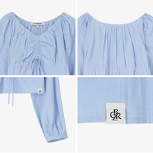 將圖片載入圖庫檢視器 CITYBREEZE 清新V領抓皺上衣 (2色可選_白色/天空藍)