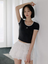 將圖片載入圖庫檢視器 CITYBREEZE 撞色修身短袖上衣 (7色可選_黑色/深藍色/白色/黃色/粉色/紅色/天空藍)