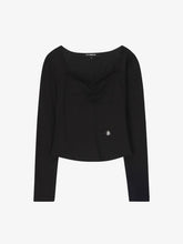 將圖片載入圖庫檢視器 CITYBREEZE 法式慵懶抓皺長袖上衣 (2色可選_黑色/白色)