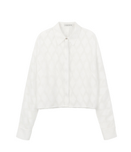 將圖片載入圖庫檢視器 EMKM 透膚白色方塊提花襯衫