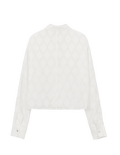將圖片載入圖庫檢視器 EMKM 透膚白色方塊提花襯衫