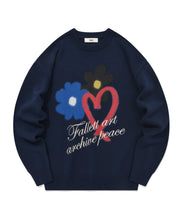 將圖片載入圖庫檢視器 FALLETT Love Spray 愛心噴漆深藍色長袖毛衣