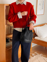 將圖片載入圖庫檢視器 MARHEN.J Leanna 黑色抽繩尼龍後背包