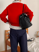 將圖片載入圖庫檢視器 MARHEN.J Leanna 黑色抽繩尼龍後背包