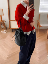 將圖片載入圖庫檢視器 MARHEN.J Leanna 黑色抽繩尼龍後背包