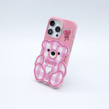 將圖片載入圖庫檢視器 SECOND UNIQUE NAME 粉色格紋小熊手機殼