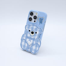 將圖片載入圖庫檢視器 SECOND UNIQUE NAME 天藍色格紋小熊手機殼