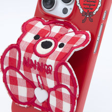 將圖片載入圖庫檢視器 SECOND UNIQUE NAME 紅色格紋小熊手機殼