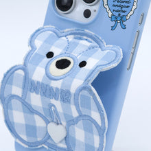將圖片載入圖庫檢視器 SECOND UNIQUE NAME 天藍色格紋小熊手機殼