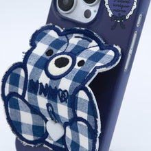 將圖片載入圖庫檢視器 SECOND UNIQUE NAME 深藍色格紋小熊手機殼