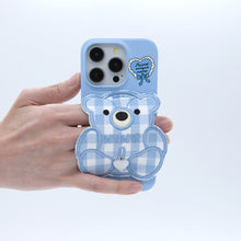 將圖片載入圖庫檢視器 SECOND UNIQUE NAME 天藍色格紋小熊手機殼