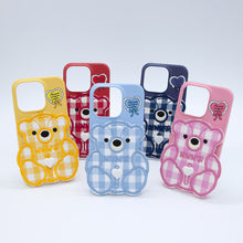 將圖片載入圖庫檢視器 SECOND UNIQUE NAME 粉色格紋小熊手機殼