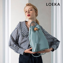 將圖片載入圖庫檢視器 LOEKA Millie 霧霾藍典雅水桶包