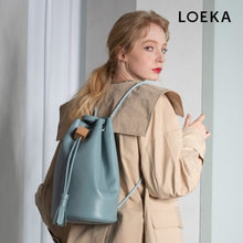 將圖片載入圖庫檢視器 LOEKA Millie 霧霾藍典雅水桶包