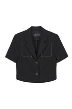 將圖片載入圖庫檢視器 EMKM 縫線口袋黑色短袖夾克