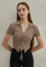 將圖片載入圖庫檢視器 CONCHWEAR V領抽繩短袖上衣 5色