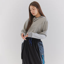 將圖片載入圖庫檢視器 CCOMAQUE BY DOLSILNAI 灰色短版連帽上衣/帽T