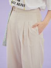 將圖片載入圖庫檢視器 CCOMAQUE 韓式長帶裝飾休閒米色寬褲