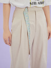 將圖片載入圖庫檢視器 CCOMAQUE 韓式長帶裝飾休閒米色寬褲