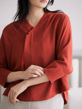 將圖片載入圖庫檢視器 DOLSILNAI 刺繡七分袖紅色罩衫