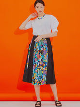 將圖片載入圖庫檢視器 CCOMAQUE 摺皺拼接黑色長裙