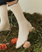 將圖片載入圖庫檢視器 I HATE MONDAY x Neul 滾邊襪_米白色