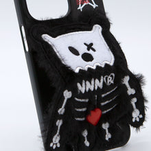 將圖片載入圖庫檢視器 SECOND UNIQUE NAME 搖滾黑絨毛熊熊手機殼