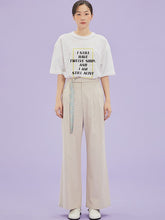 將圖片載入圖庫檢視器 CCOMAQUE 韓式長帶裝飾休閒米色寬褲