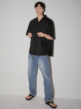 將圖片載入圖庫檢視器 CCOMAQUE 韓式長帶裝飾V領黑色上衣