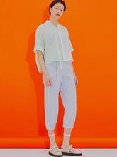 將圖片載入圖庫檢視器 CCOMAQUE V領拼接韓服白色襯衫