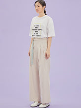 將圖片載入圖庫檢視器 CCOMAQUE 韓式長帶裝飾休閒米色寬褲