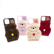 將圖片載入圖庫檢視器 SECOND UNIQUE NAME 巧克力熊絨毛指套手機殼