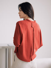 將圖片載入圖庫檢視器 DOLSILNAI 刺繡七分袖紅色罩衫