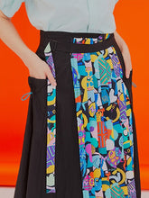 將圖片載入圖庫檢視器 CCOMAQUE 摺皺拼接黑色長裙