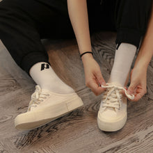 將圖片載入圖庫檢視器 BOX&COX 白色厚底帆布穆勒鞋