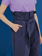 將圖片載入圖庫檢視器 CCOMAQUE 綁帶花苞深藍色五分褲