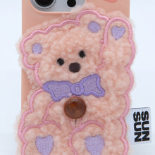 將圖片載入圖庫檢視器 SECOND UNIQUE NAME 蜜桃粉小熊絨毛手機殼