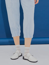 將圖片載入圖庫檢視器 CCOMAQUE 腰部綴飾縮口藍色七分褲