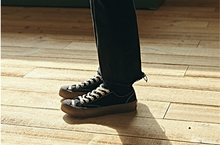 將圖片載入圖庫檢視器 BAKE-SOLE Yeast 黑色x咖啡底帆布鞋