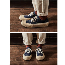 將圖片載入圖庫檢視器 BAKE-SOLE Crust 深藍x米鞋底帆布鞋