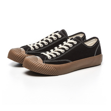 將圖片載入圖庫檢視器 BAKE-SOLE Yeast 黑色x咖啡底帆布鞋
