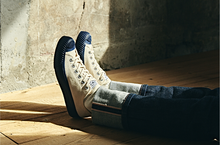 將圖片載入圖庫檢視器 BAKE-SOLE Yeast 米色x深藍底帆布鞋