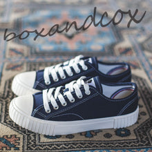 將圖片載入圖庫檢視器 BOX&COX Via 深藍色厚底帆布鞋
