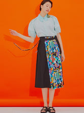 將圖片載入圖庫檢視器 CCOMAQUE 摺皺拼接黑色長裙