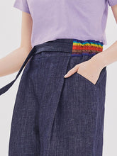 將圖片載入圖庫檢視器 CCOMAQUE 側腰彩色裝飾深藍色五分褲