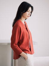 將圖片載入圖庫檢視器 DOLSILNAI 刺繡七分袖紅色罩衫