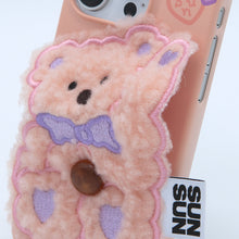 將圖片載入圖庫檢視器 SECOND UNIQUE NAME 蜜桃粉小熊絨毛手機殼
