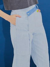 將圖片載入圖庫檢視器 CCOMAQUE 腰部綴飾縮口藍色七分褲